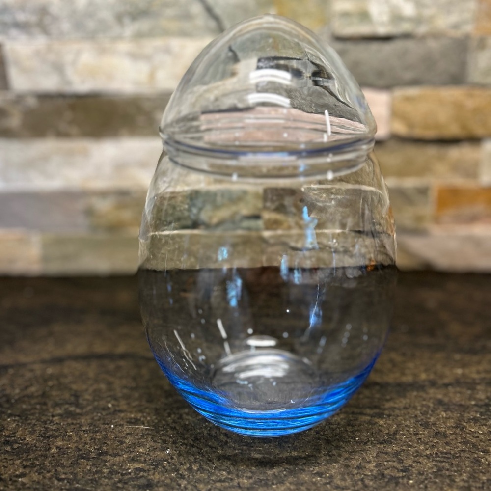 VINTAGE LIBBEY | Egg Shape Apothecary Jar Terrarium | Light Blue Glass